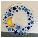Moon and Stars Art Glass Platter