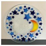 Moon and Stars Art Glass Platter