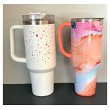 Six Insulated Tumblers by Stanley and Swig including Swig Dreamsicle Tumbler & Stanley Terrazzo Confetti Tumbler