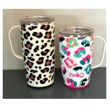 Six Insulated Tumblers by Stanley and Swig including Swig Dreamsicle Tumbler & Stanley Terrazzo Confetti Tumbler