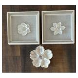 Three White Decorative Floral Wall Hangings