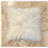 Two Furry White Accent Pillows