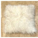 Two Furry White Accent Pillows