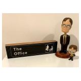 The Office Motif Sign, Bobble Head and Figurine