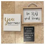 Three Inspirational Decorative Wall Hanging Plaques