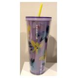 Five Starbucks Tumblers including Starbucks Halloween 2020 Black Cat Moon Stars Purple 24 Oz Venti Tumbler
