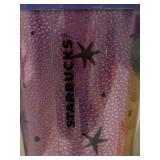 Five Starbucks Tumblers including Starbucks Halloween 2020 Black Cat Moon Stars Purple 24 Oz Venti Tumbler