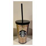 Five Starbucks Tumblers including Starbucks Halloween 2020 Black Cat Moon Stars Purple 24 Oz Venti Tumbler
