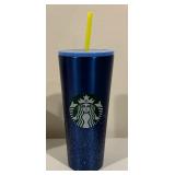 Five Starbucks Tumblers including Starbucks Halloween 2020 Black Cat Moon Stars Purple 24 Oz Venti Tumbler