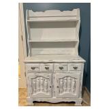 Shabby Chic Style White Farmhouse Hutch / Distressed Hutch