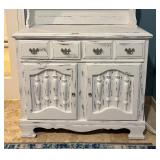 Shabby Chic Style White Farmhouse Hutch / Distressed Hutch