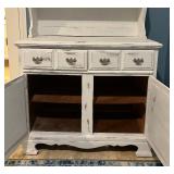Shabby Chic Style White Farmhouse Hutch / Distressed Hutch