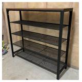 Black Metal Shelf with Wooden Top