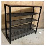 Black Metal Shelf with Wooden Top