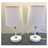 Two Lovely Little White Table Lamps