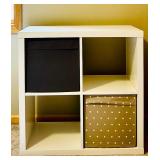 White Four Cubby Storage with Two Storage Bins