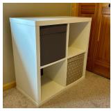 White Four Cubby Storage with Two Storage Bins