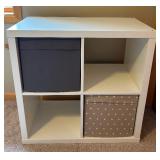 White Four Cubby Storage with Two Storage Bins