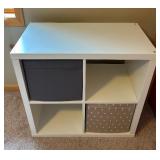 White Four Cubby Storage with Two Storage Bins