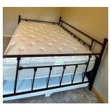 Large Brown Metal Queen Trundle Bed