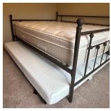 Large Brown Metal Queen Trundle Bed