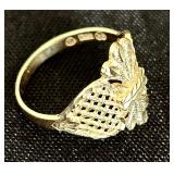 Beverly Hills Gold Signed Yellow Open Work Ring Size 7.5