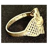 Beverly Hills Gold Signed Yellow Open Work Ring Size 7.5