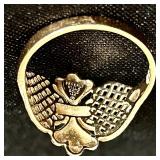 Beverly Hills Gold Signed Yellow Open Work Ring Size 7.5