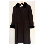 Albert Nipon Studio Long Winter 100% Wool with Fur Cuffs and Neck