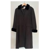 Albert Nipon Studio Long Winter 100% Wool with Fur Cuffs and Neck