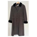 Albert Nipon Studio Long Winter 100% Wool with Fur Cuffs and Neck