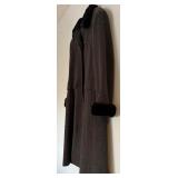 Albert Nipon Studio Long Winter 100% Wool with Fur Cuffs and Neck