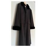 Albert Nipon Studio Long Winter 100% Wool with Fur Cuffs and Neck