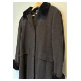 Albert Nipon Studio Long Winter 100% Wool with Fur Cuffs and Neck