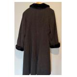 Albert Nipon Studio Long Winter 100% Wool with Fur Cuffs and Neck