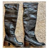 Sole Society Tall Leather Boots / Devlin Black Upper Cow Leather
