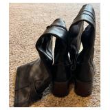 Sole Society Tall Leather Boots / Devlin Black Upper Cow Leather