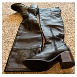 Sole Society Tall Leather Boots / Devlin Black Upper Cow Leather