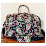 Two Beautiful Overnight Bags by Vera Bradley / Black with Paisley and Pink with Geometric Flowers