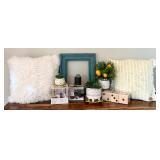 Beautiful Decor with Plants, Frame, Electric Wax Warner, Pillows and More