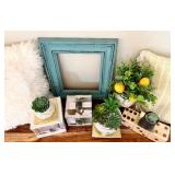 Beautiful Decor with Plants, Frame, Electric Wax Warner, Pillows and More