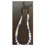 Blue and Faux Pearl Beaded Necklace, Stacked Bracelet (One Piece) and Love Arrow Bracelet