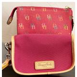 Dooney & Bourke Wallet Rainbow Logo and Dooney & Bourke Small Pink Canvas Wristlet Pouch with Leather Trim