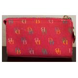 Dooney & Bourke Wallet Rainbow Logo and Dooney & Bourke Small Pink Canvas Wristlet Pouch with Leather Trim