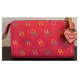 Dooney & Bourke Wallet Rainbow Logo and Dooney & Bourke Small Pink Canvas Wristlet Pouch with Leather Trim
