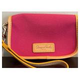 Dooney & Bourke Wallet Rainbow Logo and Dooney & Bourke Small Pink Canvas Wristlet Pouch with Leather Trim