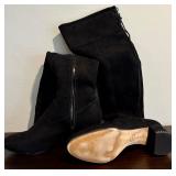 Classy Michael Kors Suede Over the Knee Boots and Tie in the Back and Embellished MK on Heel