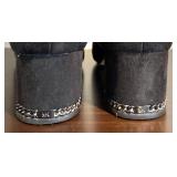 Classy Michael Kors Suede Over the Knee Boots and Tie in the Back and Embellished MK on Heel