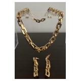 Eddie Borgo Handmade 12K Gold Plate Supra Link Necklace & Earrings Chunky Geometric Chain Links