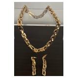 Eddie Borgo Handmade 12K Gold Plate Supra Link Necklace & Earrings Chunky Geometric Chain Links